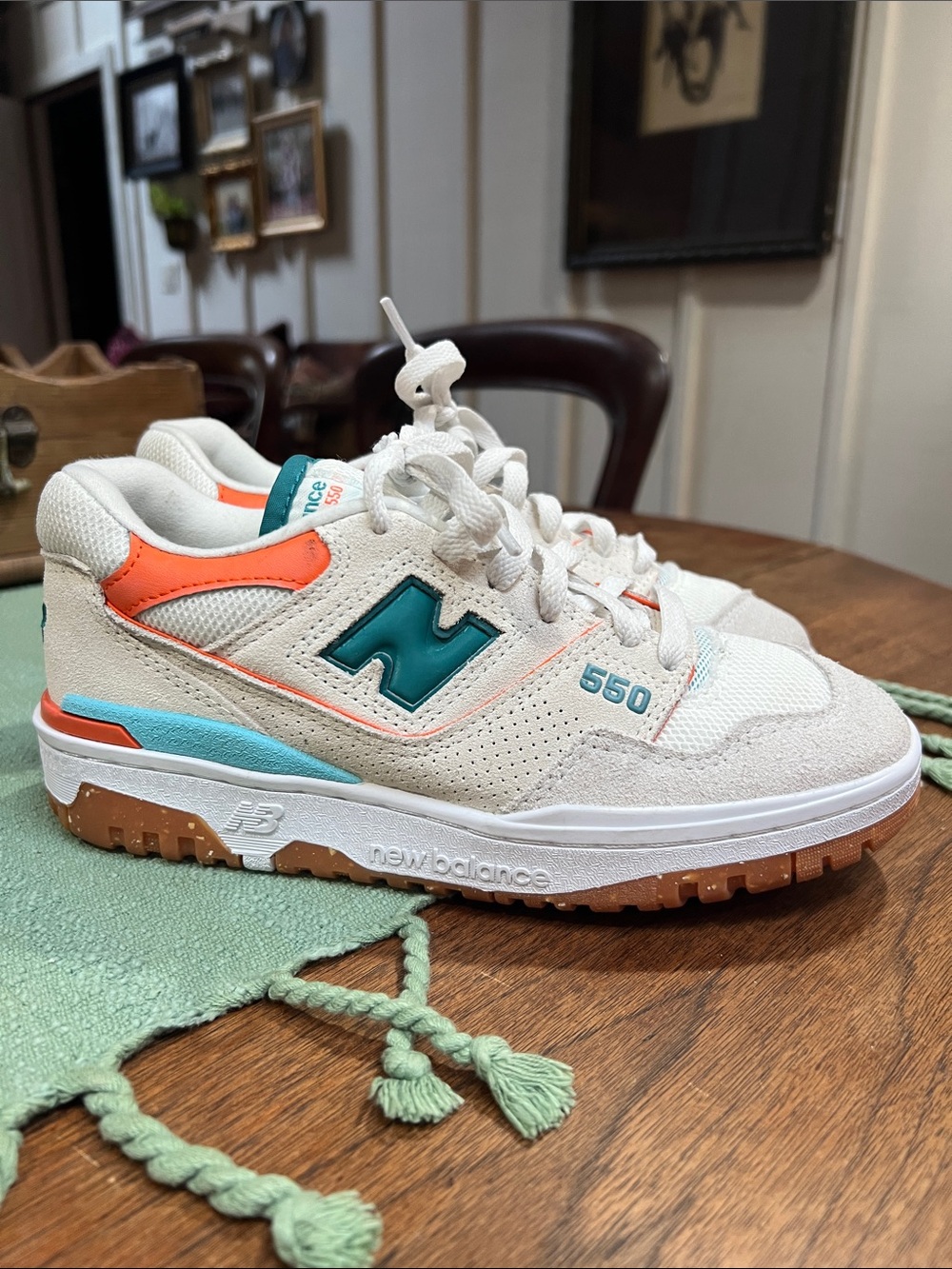 New Balance 550 Sneakers in Sea Salt Verdigris Colors - Picture 3 of 7